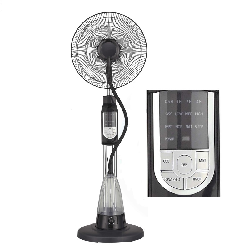 Latest 16inch water cold stand fan with remote contronal function 3 Speed Adjustable Misting Fan